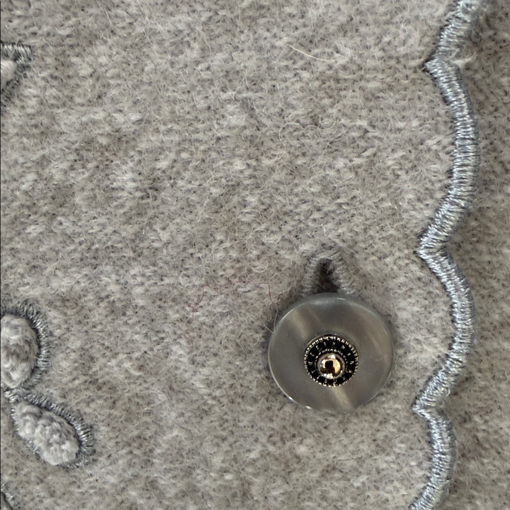 Koret Pale Blue Embroidered Scallop-Edge Cardigan NWT deadstock size 8 vintage - Picture 5 of 11